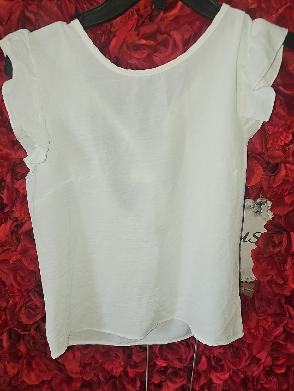 SHEIN NWT White Flutter Sleeve Frenchy Blouse Size XSmall
